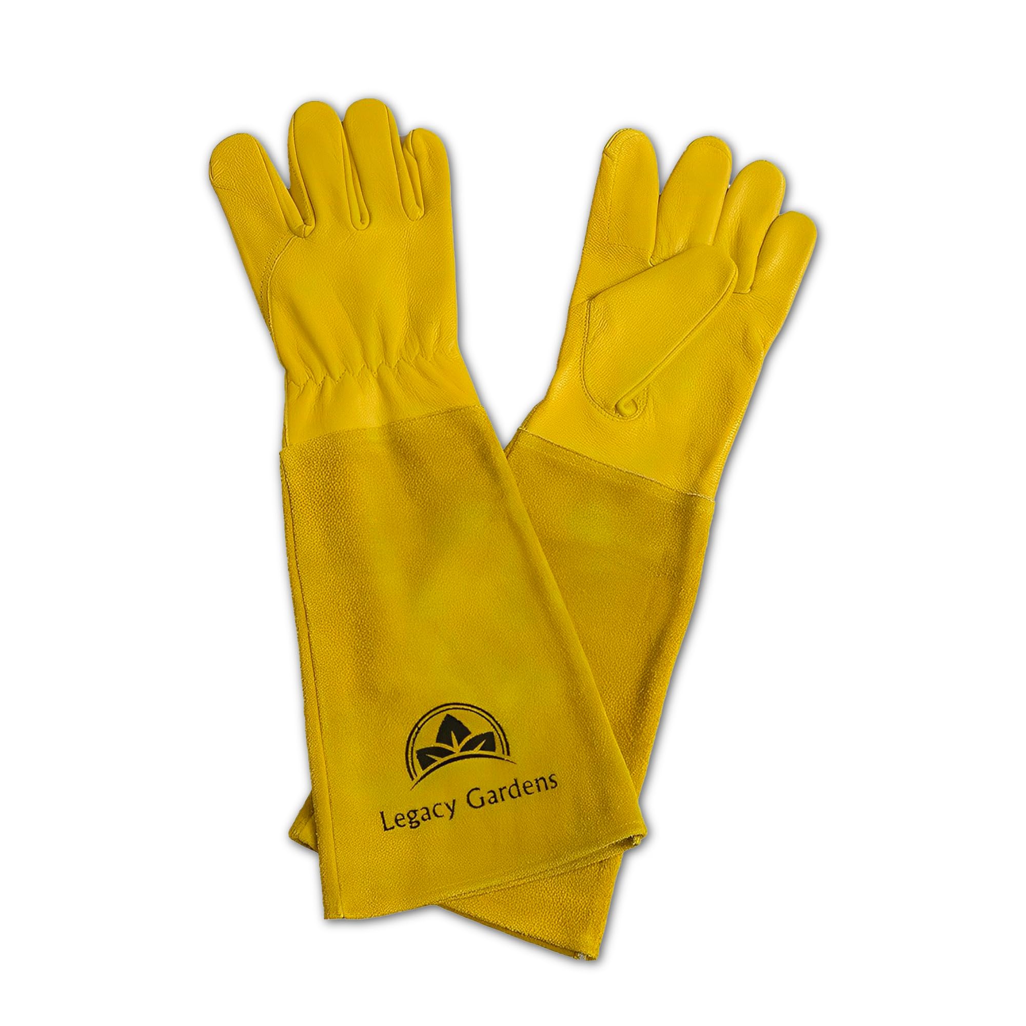Thorn-Resistant Leather Gardening Gloves for Men & Women - Long Gauntlet Protection for Rose Pruning & Yard Work - Small Yellow - Perfect for Landscaping & Outdoor Tasks