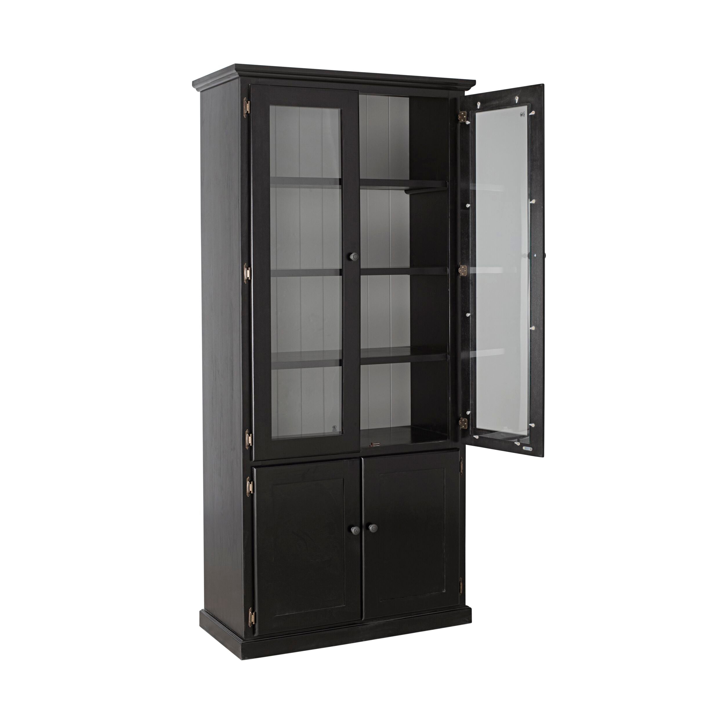 Armand 4 Door Glass Display Cabinet 94.6 x 206cm Black - Perfect for Living Room, Dining Room, or Office Storage & Display