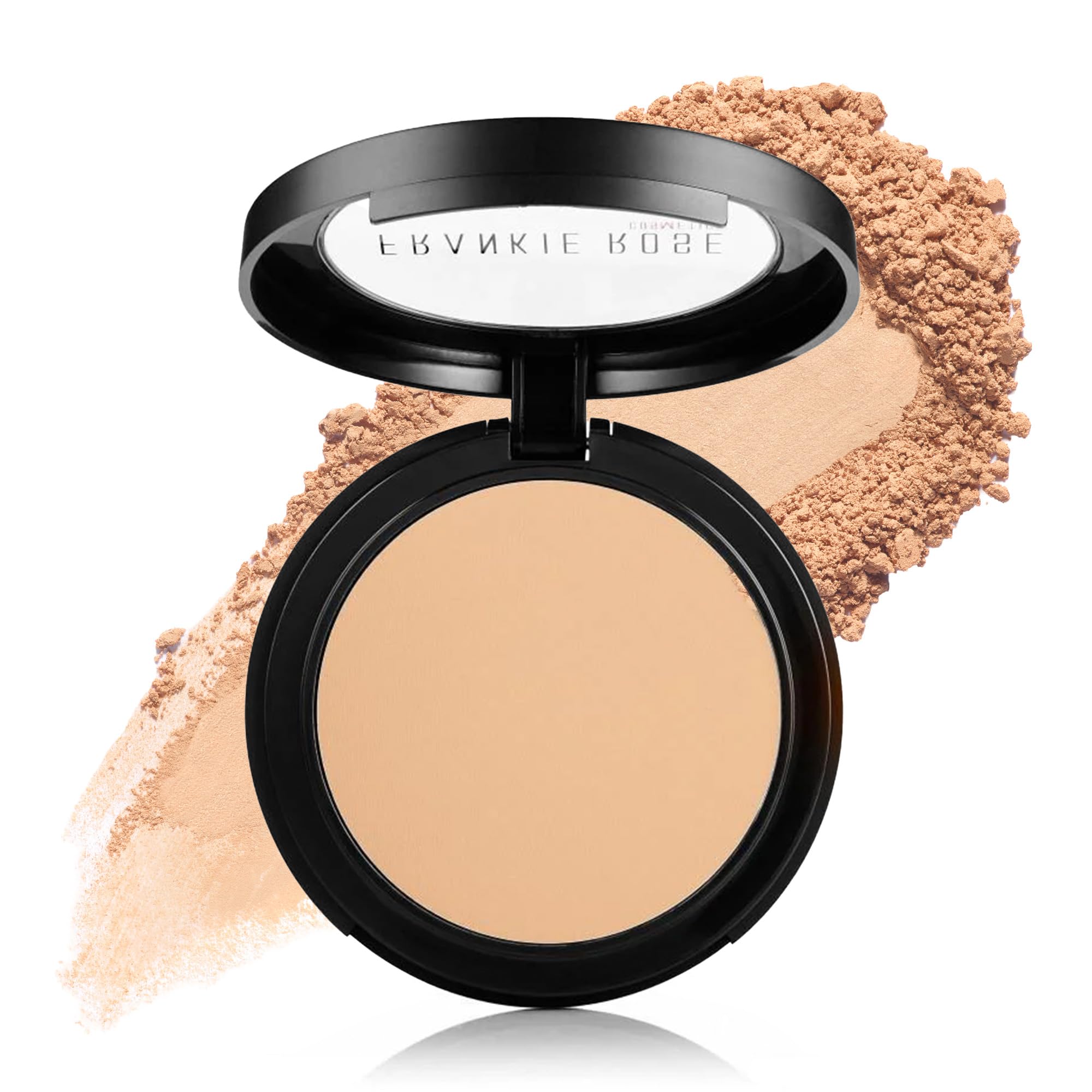 Frankie Rose Cosmetics Full Coverage Powder Foundation - Pore Minimizing, Oil Control & Skin Tone Perfecting Face Makeup | 58g (Porcelain) | Ideal for Daily Wear, Special Occasions & On-The-Go Touch Ups