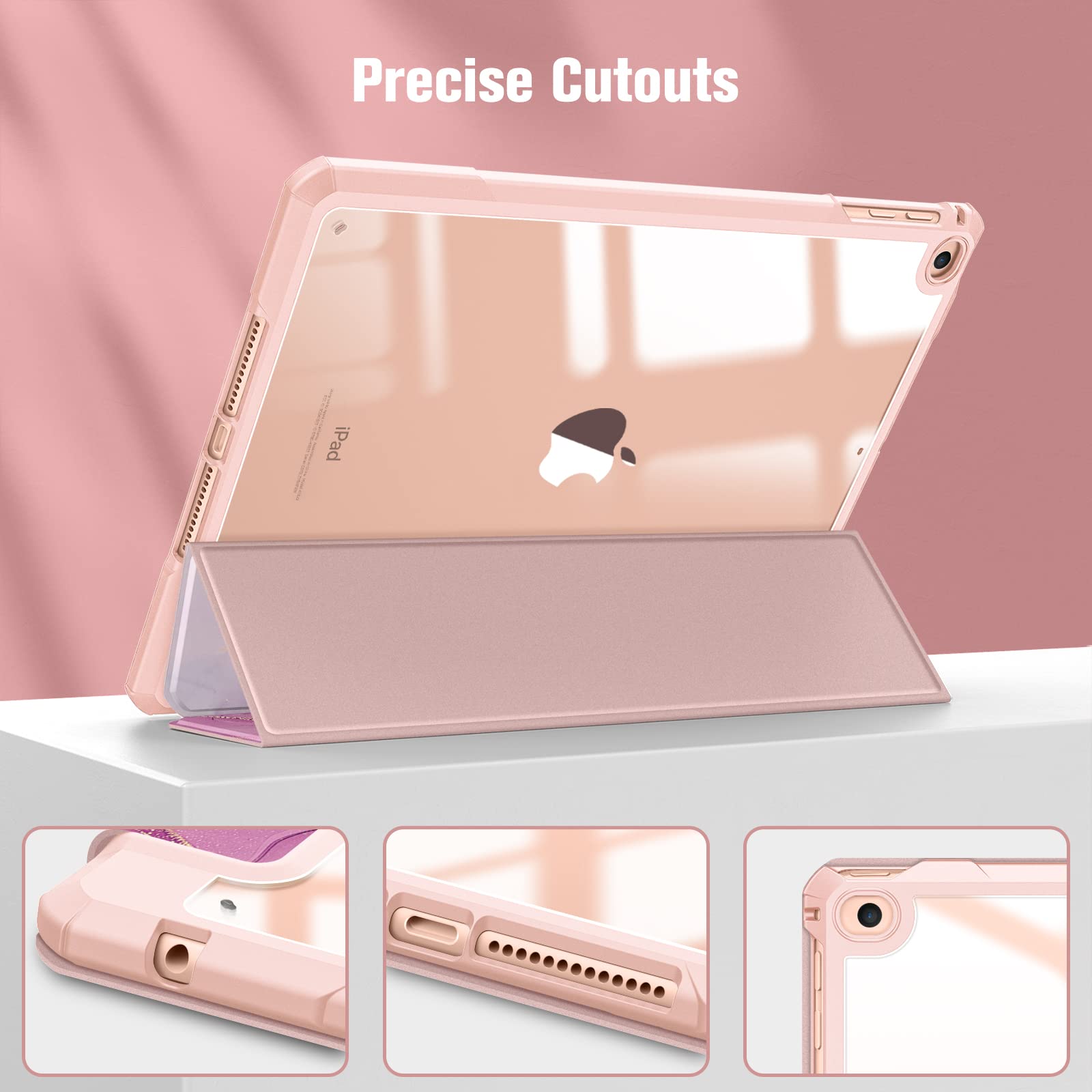 Fintie Hybrid Slim Case for iPad 6th/5th Generation (2018/2017) & iPad Air 2/Air 1 (9.7 Inch) - Shockproof Protective Cover with Clear Transparent Back Shell & Built-in Pencil Holder | Glittering Marble Design | Perfect for Work, School & Travel