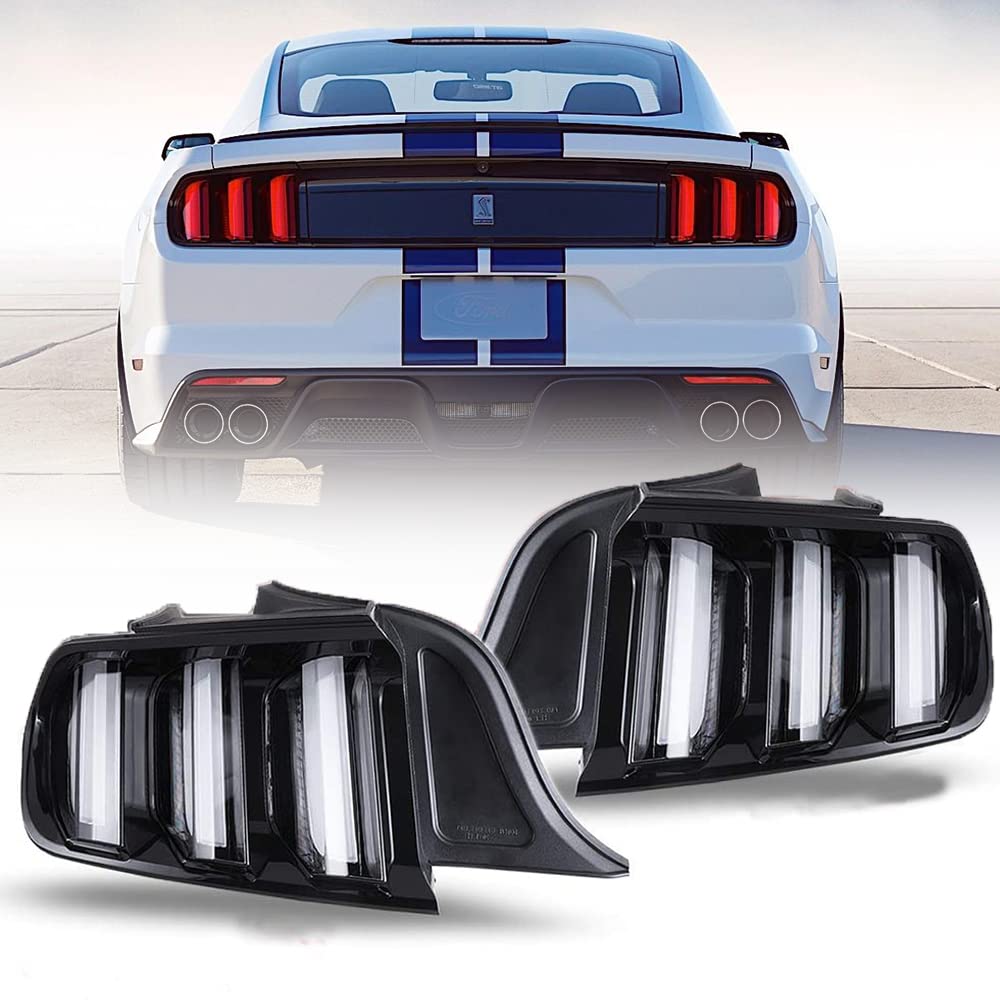 Winjet Euro Style LED Sequential Tail Lights - Compatible with Ford Mustang 2015-2020 Models - Clear Lens Rear Lamps for Enhanced Visibility & Style - Perfect for Night Driving & Car Customization