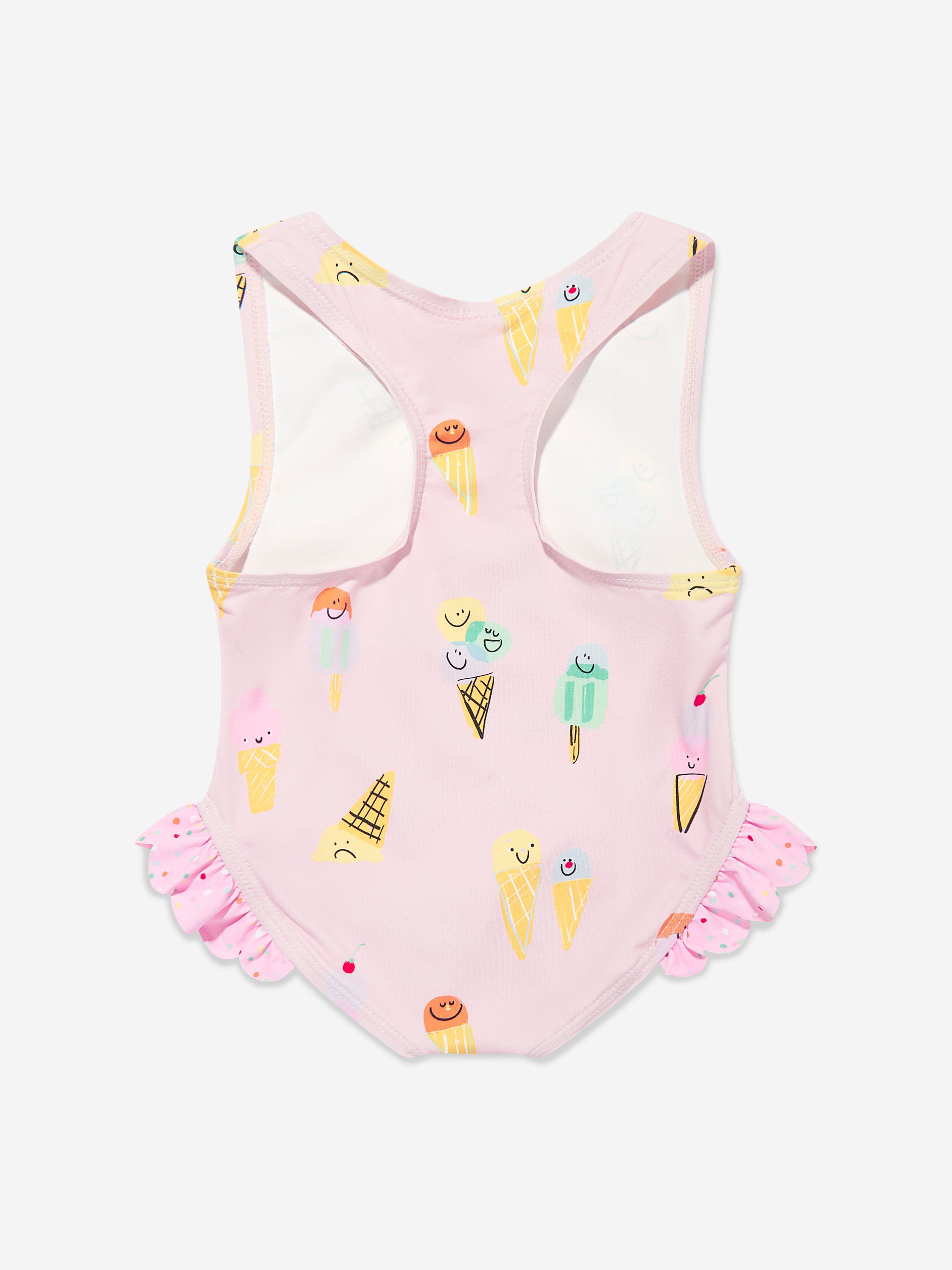 Adorable Pink Ice Cream Print Baby Girls Swimsuit - UV Protection Swimwear for Toddler Beach & Pool Play