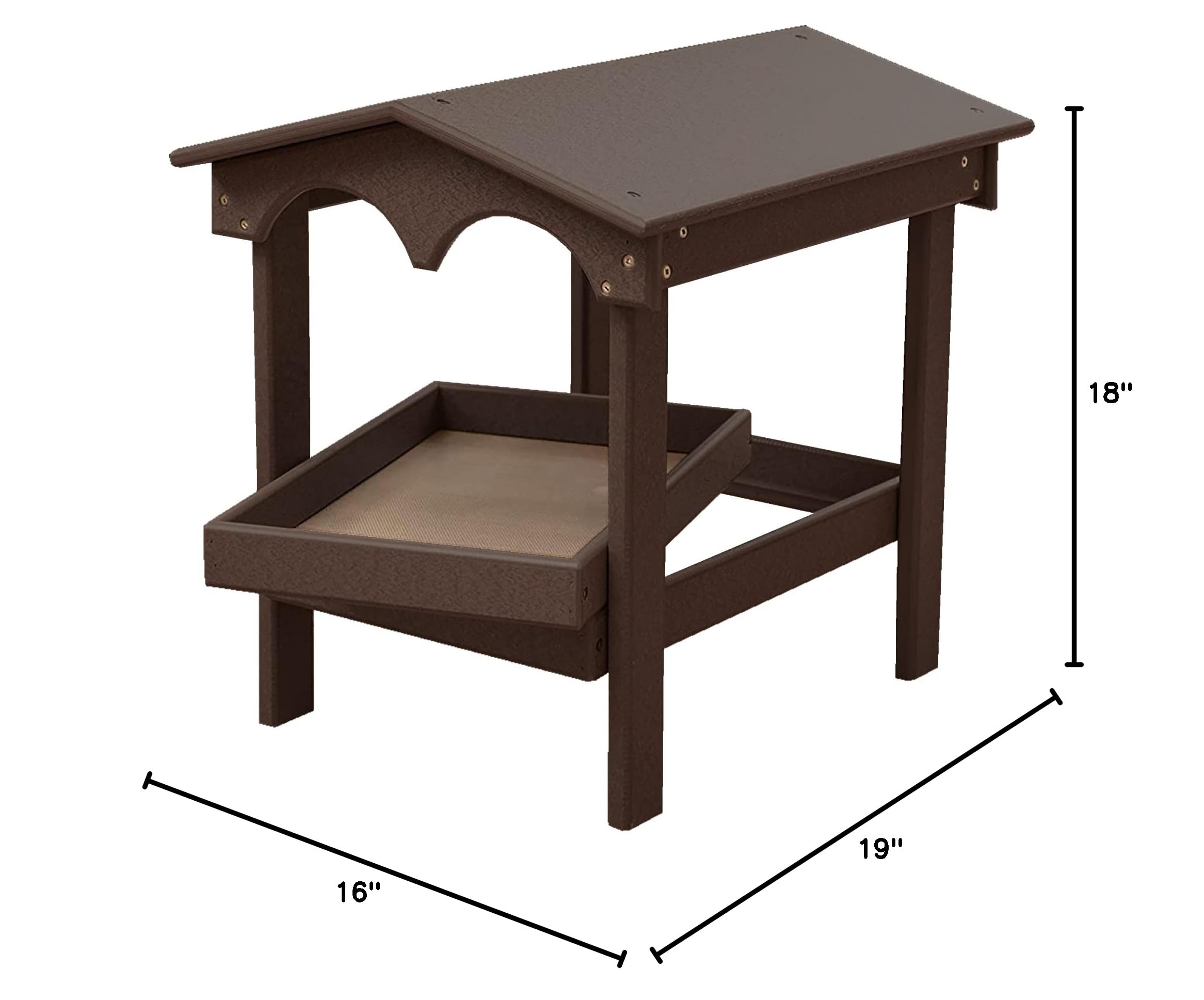 Amish-Made Recycled Plastic Poly Large Raised Platform Bird Feeder with Removable Seed Tray - Durable Outdoor Wildlife Garden Accessory for Backyard Bird Watching (Milwaukee Brown)