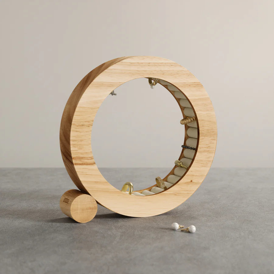 Ferris Jewelry Organizer - Natural Wood Jewelry Box for Necklaces, Rings & Earrings | Perfect for Bedroom, Bathroom & Travel Storage