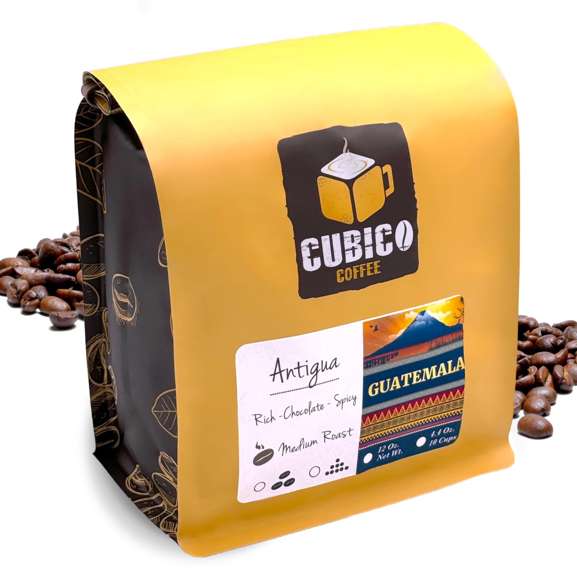 Premium Guatemala Antigua Single Origin Whole Bean Coffee - Fresh Roasted, 12 Ounce Bag | Cubico Coffee | Perfect for Home Brewing, Gifts & Office Use