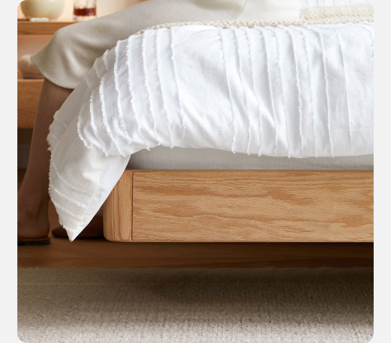 Solid Oak Wood Suspension Luminous Bed - Modern Floating Platform Bed with LED Lighting for Bedroom, Guest Room, or Dorm