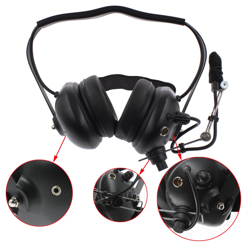 Professional Military-Grade Noise Cancelling Overhead Headset with Boom Microphone & PTT Button - Compatible with Kenwood Nexedge, Hytera, Puxing, Wouxun 2-Pin Radios - Ideal for Tactical Operations, Security, and Outdoor Adventures