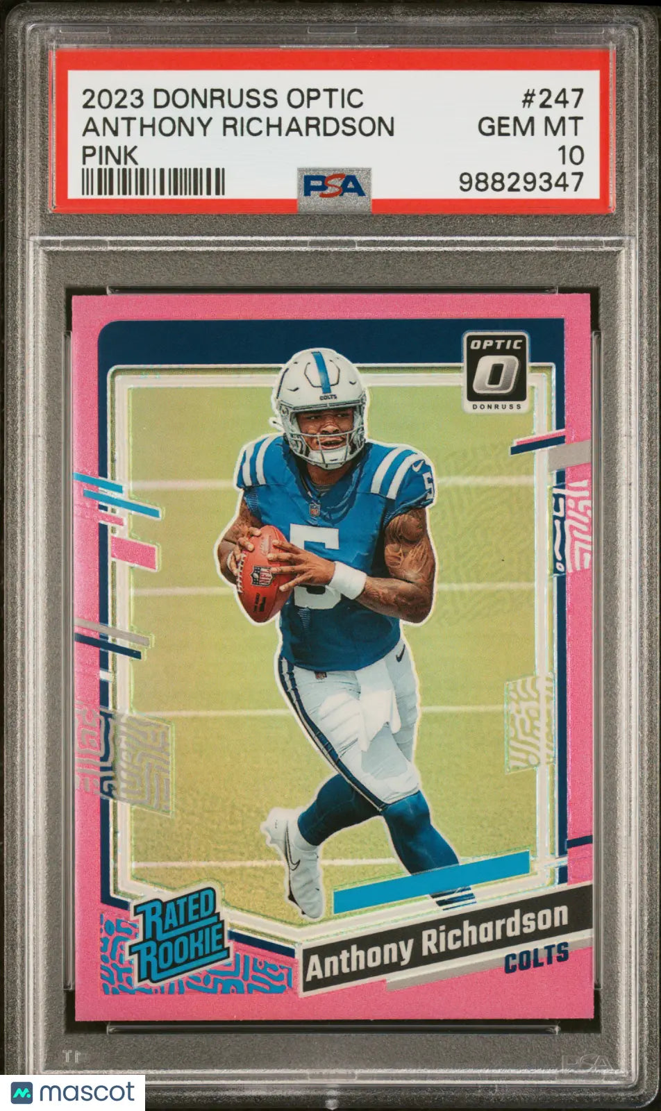 2023 Panini Donruss Optic Pink Anthony Richardson Rated Rookie PSA 10 #247 Football Trading Card - Perfect for Collectors, Investors & Sports Fans Display