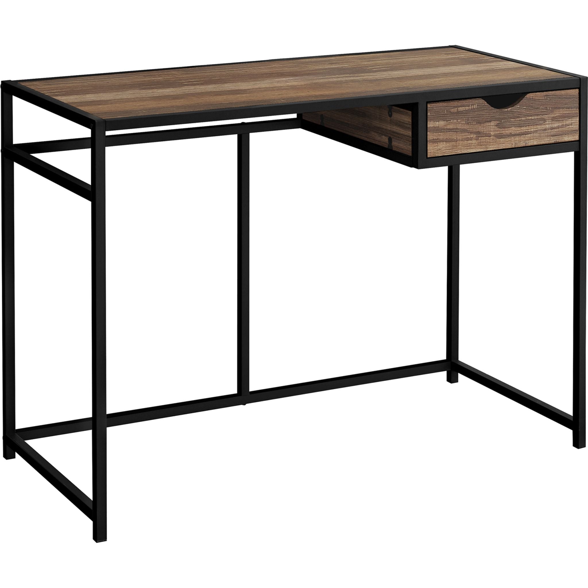 42 Inch Wooden Computer Desk with Storage Shelf - Brown & Black Finish for Home Office, Study, or Gaming Room
