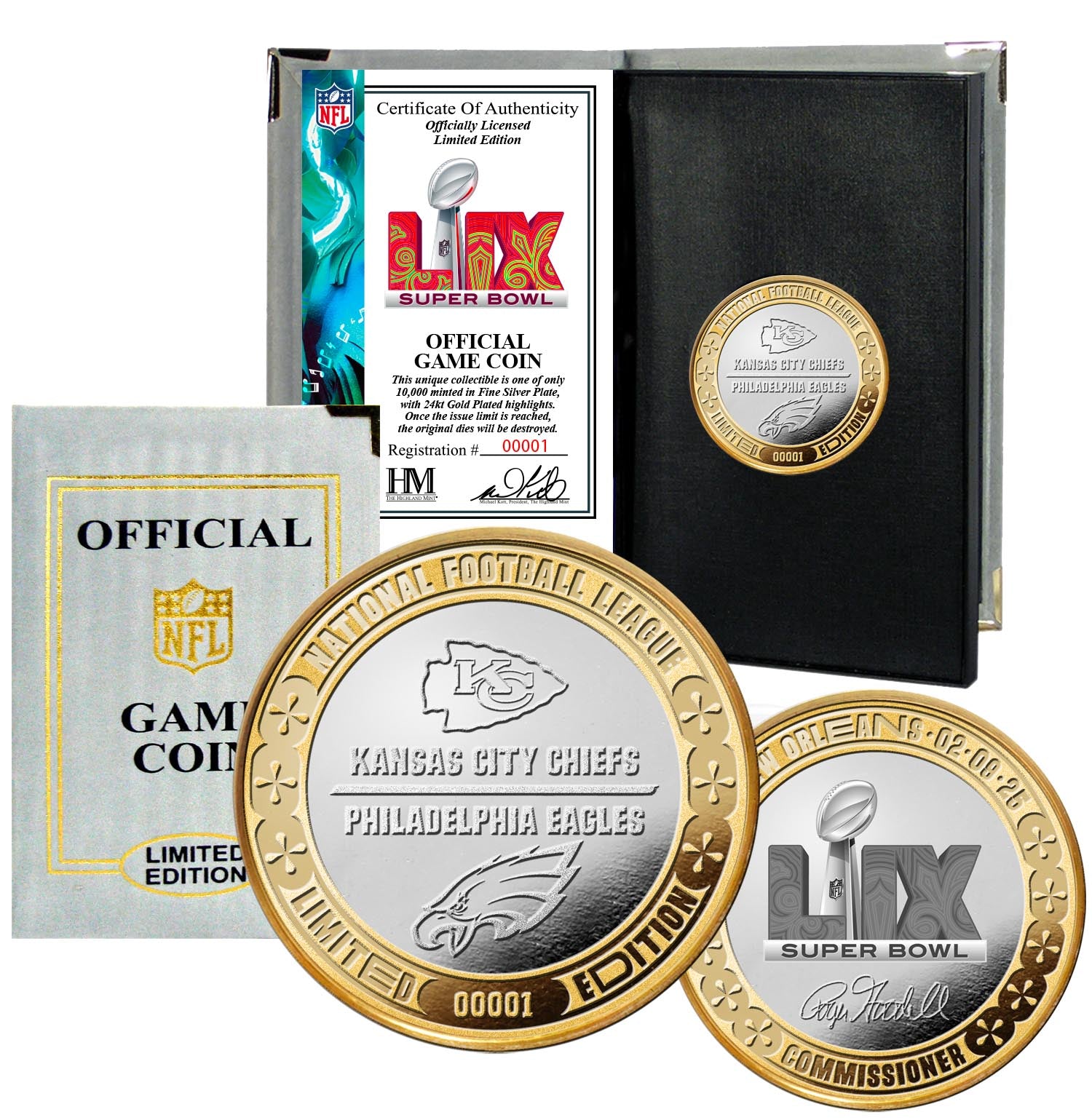 Super Bowl LIX Chiefs vs Eagles Commemorative Gold & Silver 2-Tone Flip Coin - Perfect for Game Day, Sports Collectibles, and Fan Gifts