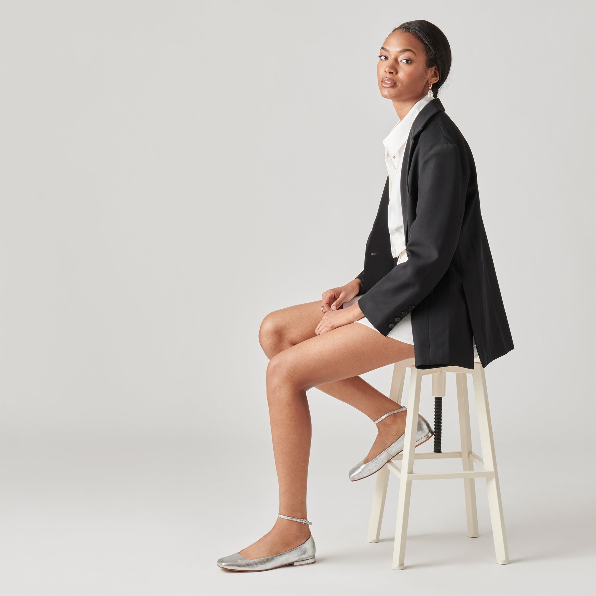 ASHYA Women's Ballet Flats - Silver Distressed Leather Loafers for Comfort & Style | Perfect for Work, Casual Outfits & Travel