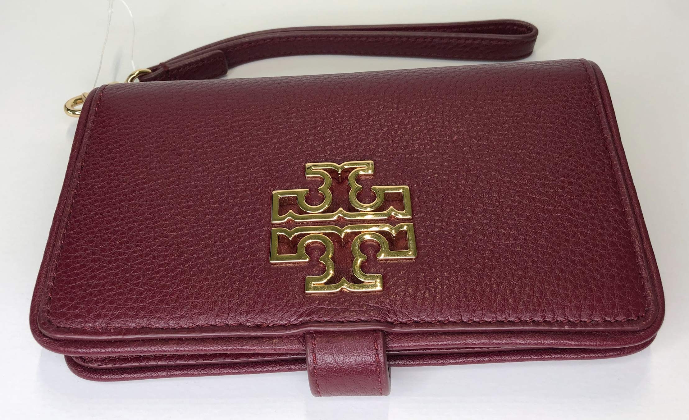 Tory Burch Britten Smartphone Wallet Wristlet Crossbody Bag - Imperial Garnet | RFID Blocking | Perfect for Everyday Use, Travel & Shopping