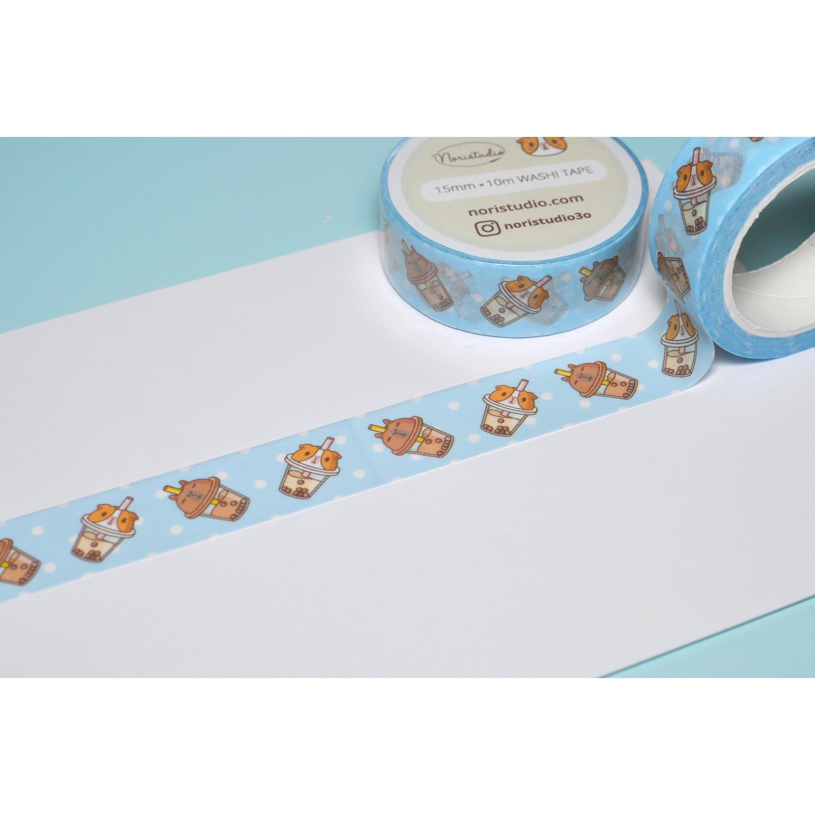Bubu and Moonch Bubble Tea Washi Tape - Decorative Japanese Paper Tape for Scrapbooking, Journaling, DIY Crafts, and Gift Wrapping - Kawaii Stationery for Bullet Journals, Planners, and Art Projects