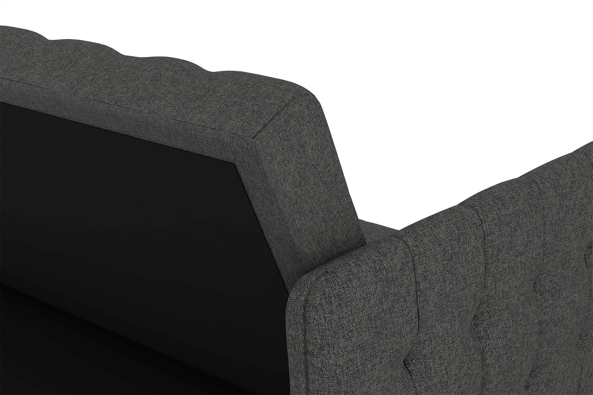 DHP Emily Convertible Futon and Sofa Sleeper - Grey Linen Upholstered Multi-Functional Couch Bed for Small Spaces | Perfect for Apartments, Guest Rooms & Home Offices