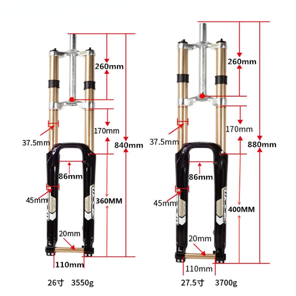 Premium Zoom Mountain Bike Fork - Lightweight Magnesium Alloy Air Suspension Fork - 26