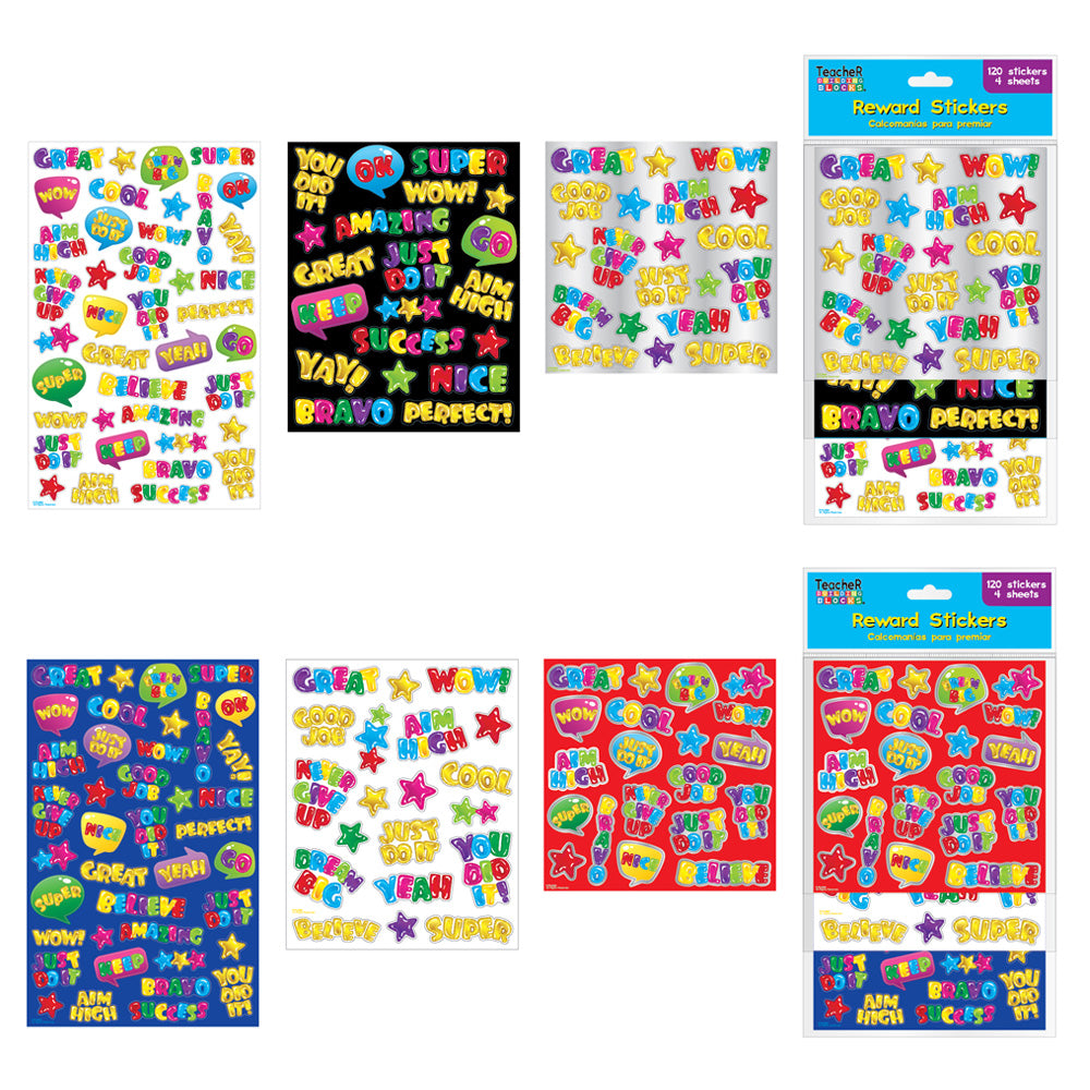 120-Piece Educational Stickers Set - 2 Fun Assortments for Teachers & Kids - Perfect for Classroom Rewards, Homeschooling & Scrapbooking