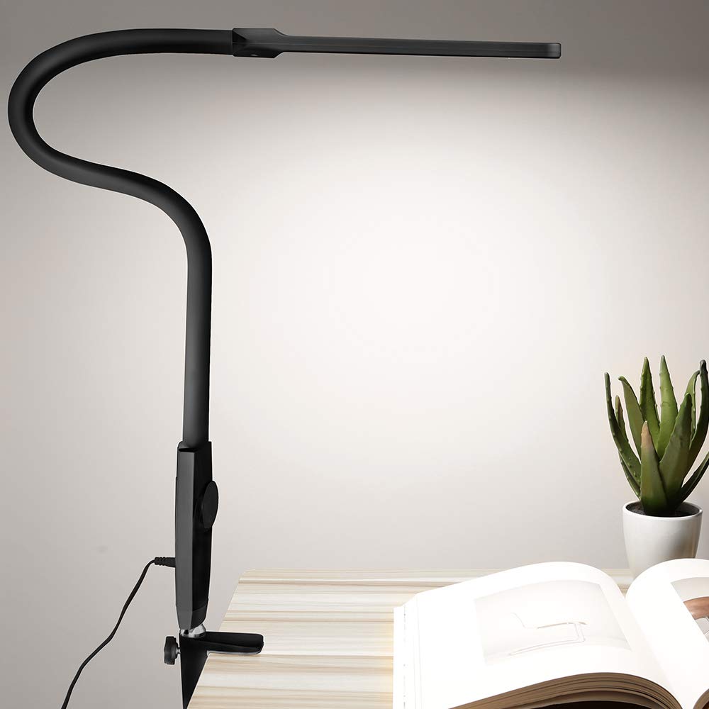 Micro-hertz LED Desk Lamp with Clamp & Swing Arm - 5 Color Modes, Stepless Dimming, 141 LED Chips, CRI>95, 1150lux - Architect Lamp for PC Work, Study & Reading - Eye-Friendly Soft Light for Home Office, Gaming & Nighttime Reading