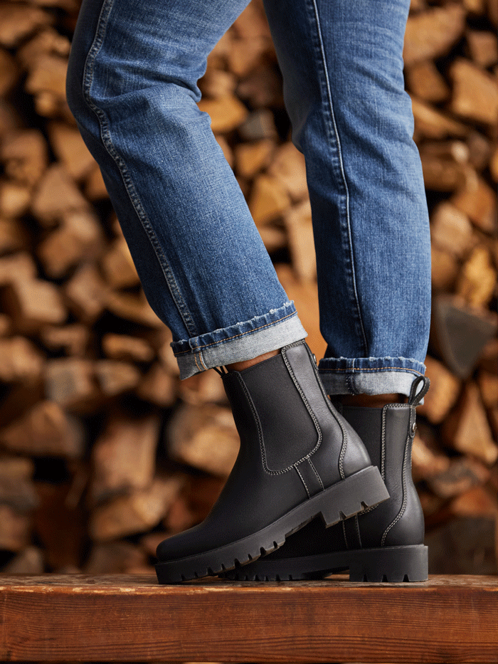 Ariat Wexford Lug Mid Waterproof Chelsea Boots for Women - Jet Black - Comfortable & Durable for Outdoor, Work & Casual Wear