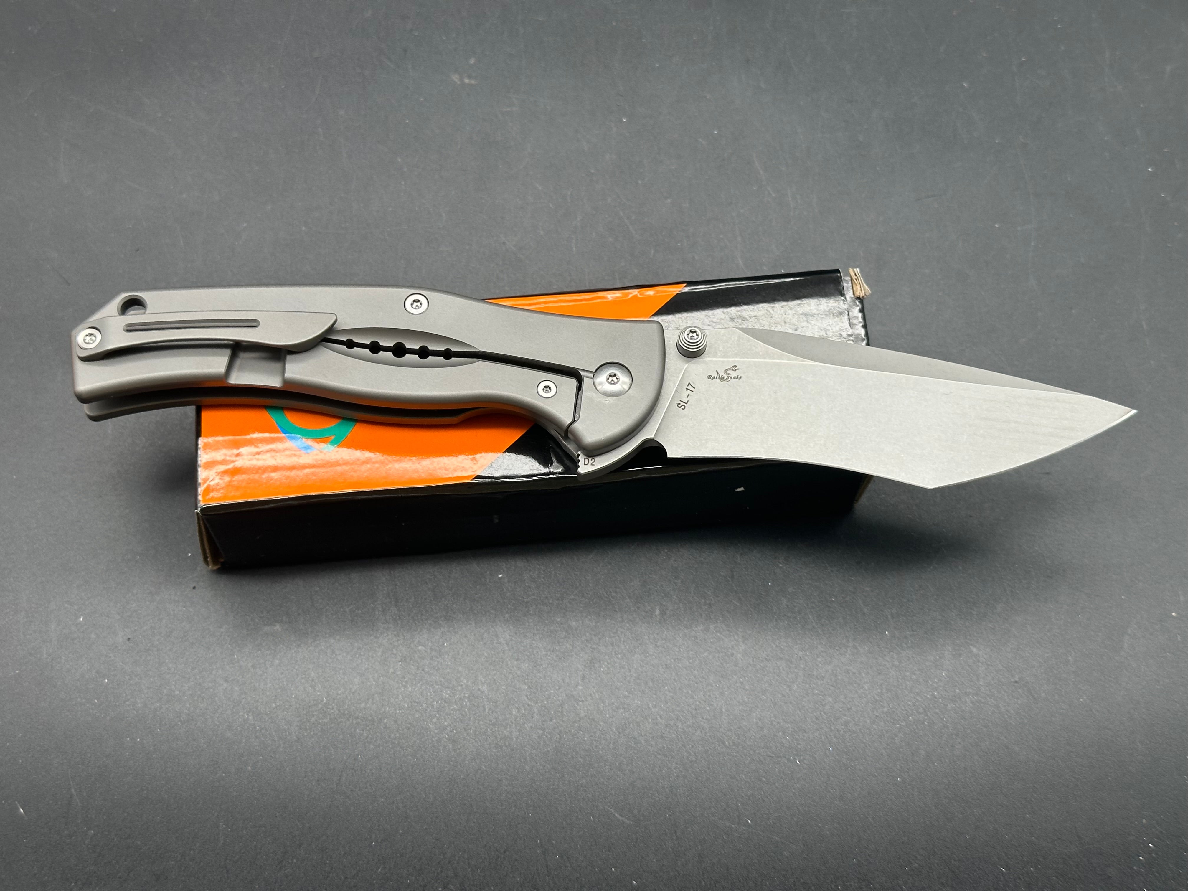 Sixleaf SL 17 Titanium Frame Lock Knife with D2 Steel Blade - EDC Pocket Knife for Outdoor Camping, Hiking & Everyday Carry