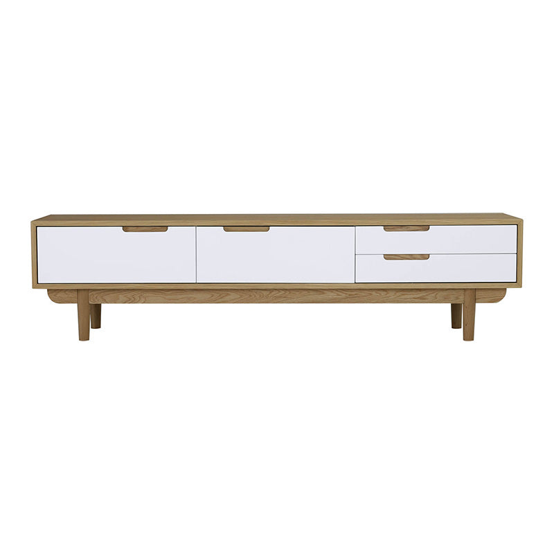 NAKULA 185.5cm Entertainment TV Stand with Storage - Natural & White Modern TV Console for Living Room - Perfect for Home Theater Setup & Living Room Organization