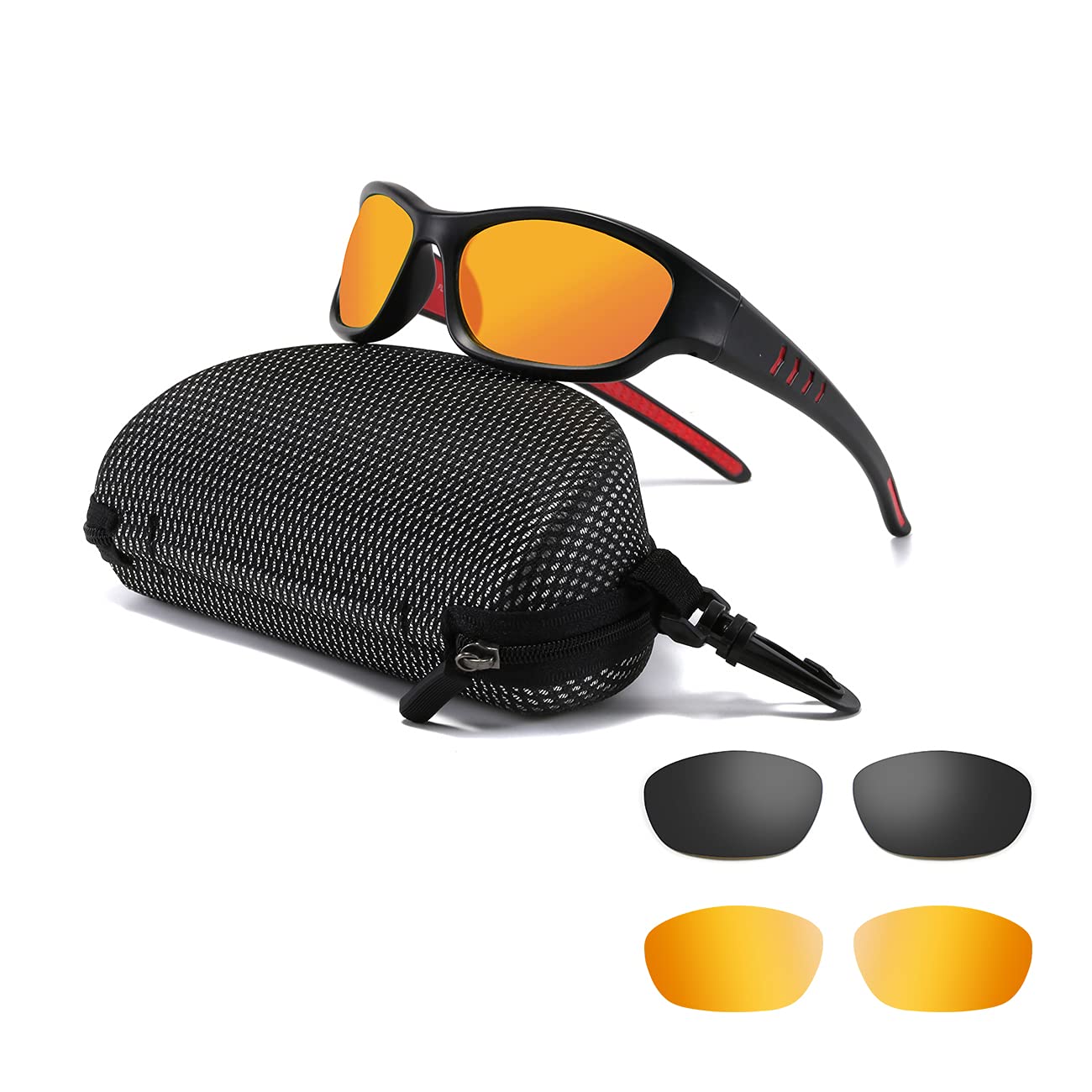 MALIDAK Polarized Floating Sunglasses for Men & Women - UV Protection, Lightweight, Unisex Design - Perfect for Fishing, Boating, and Outdoor Activities (Includes Case & 2 Pairs of Lenses)