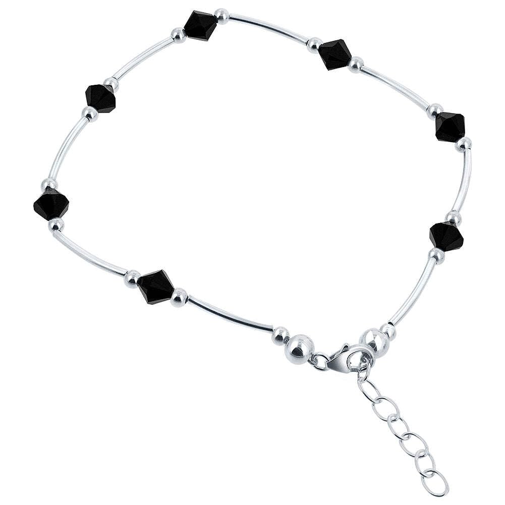 925 Silver Ankle Bracelet with Austrian Crystals - Elegant Foot Jewelry for Women