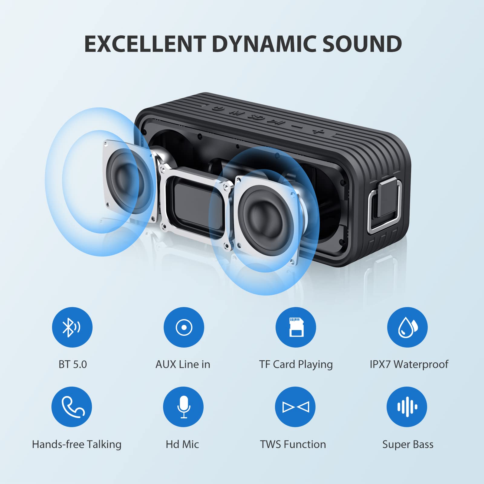 40W Bluetooth Speaker with 3D Surround Sound & Enhanced Bass | IPX7 Waterproof Portable Speaker | 30H Playtime & Voice Assistant | 100ft Wireless Range | Perfect for Home, Garden, Outdoor, Travel & Parties