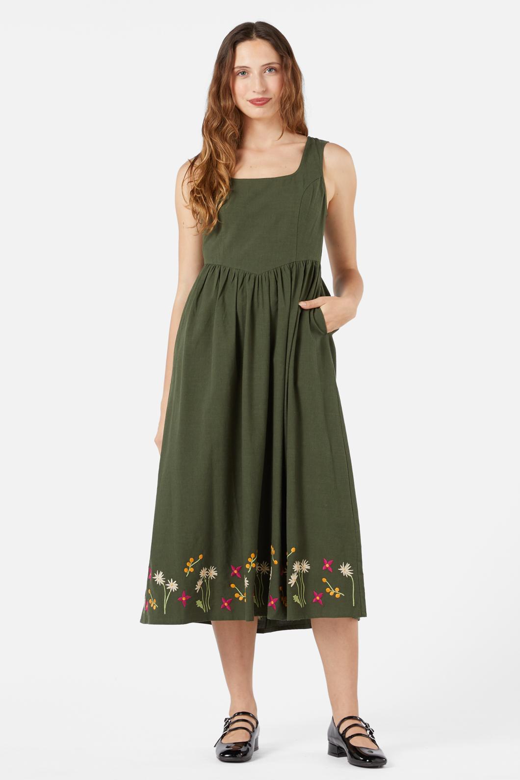 Native Embroidered Midi Dress - Floral Summer Boho Dress for Women | Perfect for Beach Vacations, Date Nights & Casual Outings