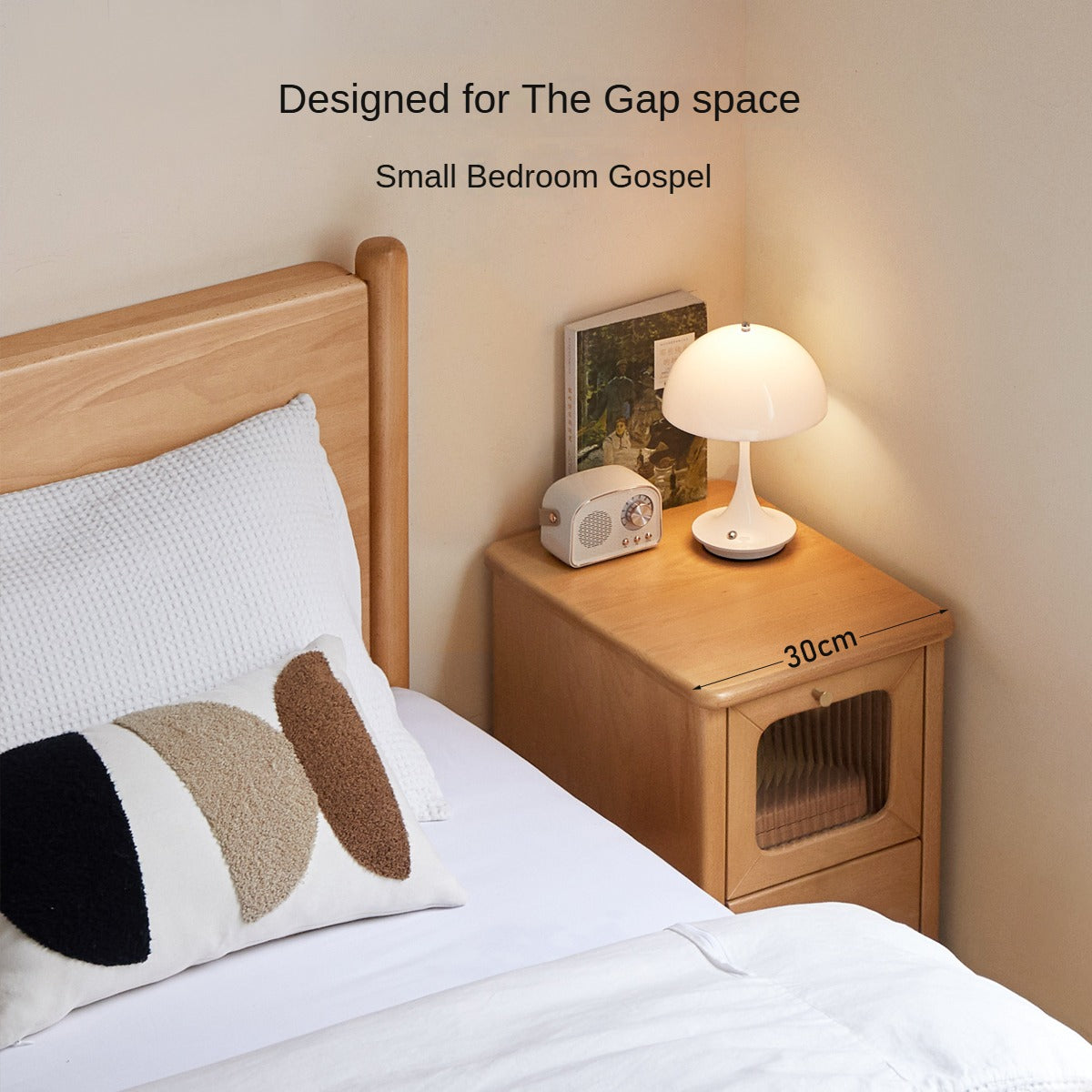 Solid Beech Wood Ultra Narrow Nightstand - Compact Bedside Table for Small Spaces, Perfect for Apartments, Dorms & Cozy Bedrooms