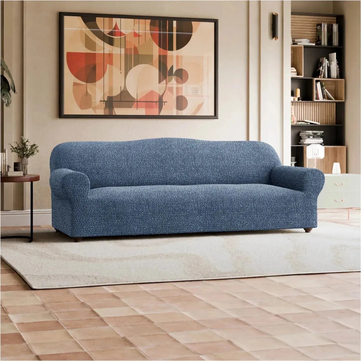 4-Seater Sofa Slipcover - Mille Righe Collection | Stretchable Furniture Protector for Living Room, Bedroom & Office | Easy Washable Couch Cover for Pets & Kids