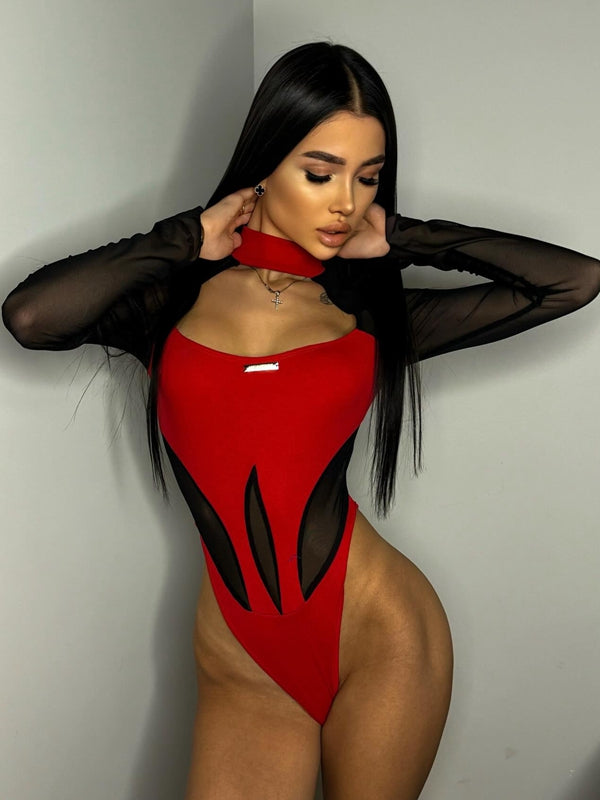 ZASUWA Women's Sexy Sheer Mesh Elastic Tight Bodysuit - Lingerie for Date Night & Boudoir Photography