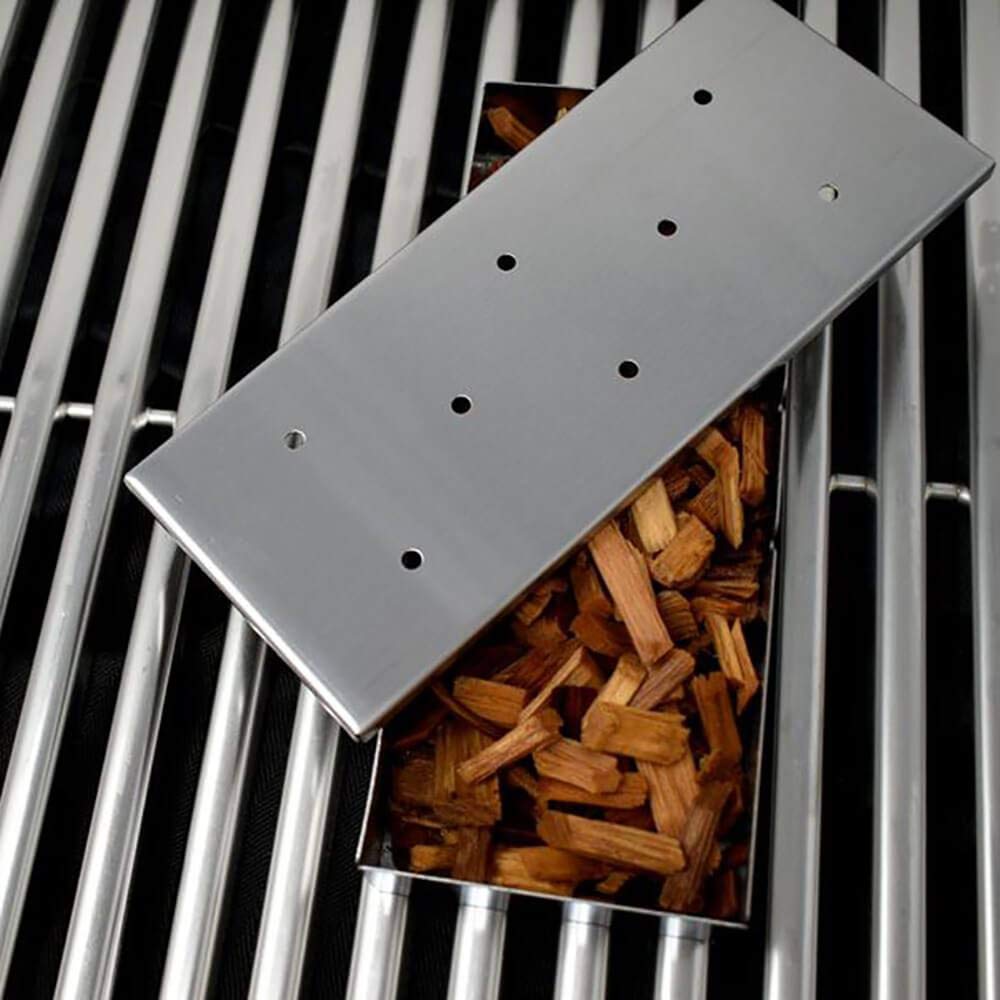 Norpro Stainless Steel Smoker Box for BBQ Grill - Wood Chips Flavor Infuser for Gas, Charcoal & Pellet Grills - Perfect for Backyard Cookouts, Camping & Outdoor Cooking