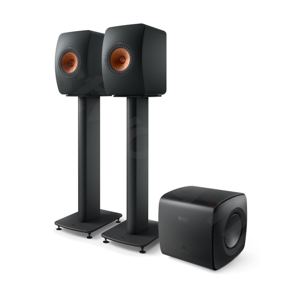 KEF LS50 Wireless II Bookshelf Speakers with KC62 Subwoofer & S2 Speaker Stands Bundle - Premium Hi-Fi Audio System for Home Theater, Music Studio & Entertainment Spaces