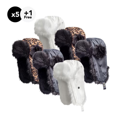 Unisex Hairbrella Trapper Hat Bundle - Buy 5 Get 1 Free | Waterproof Winter Beanie for Men & Women | Perfect for Snow Sports, Outdoor Activities & Cold Weather Protection