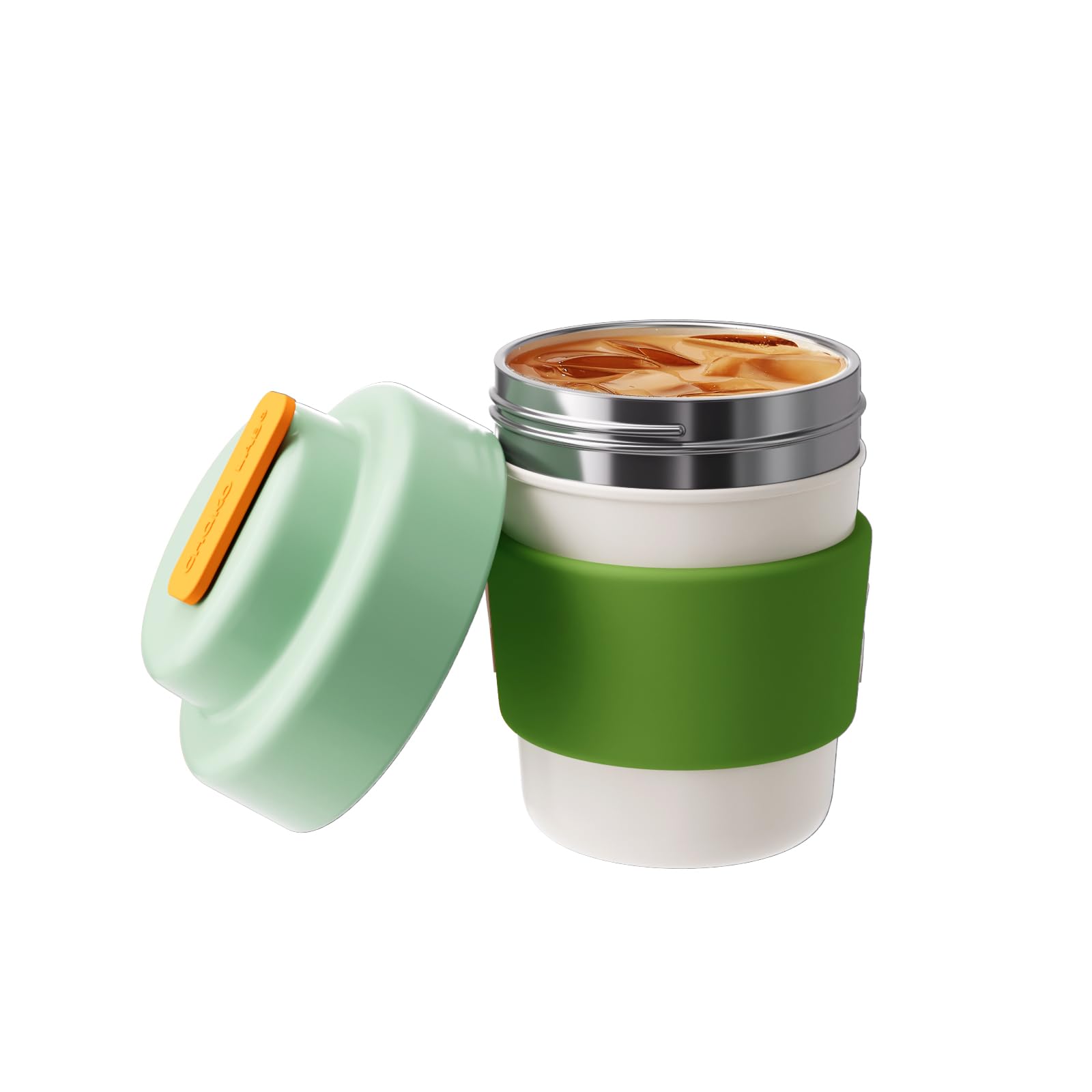 Vacuum Insulated Travel Coffee Mug - 14oz Double Wall Stainless Steel, BPA Free, Leak Proof with Green Lid - Perfect for Commuting, Camping & Office Use