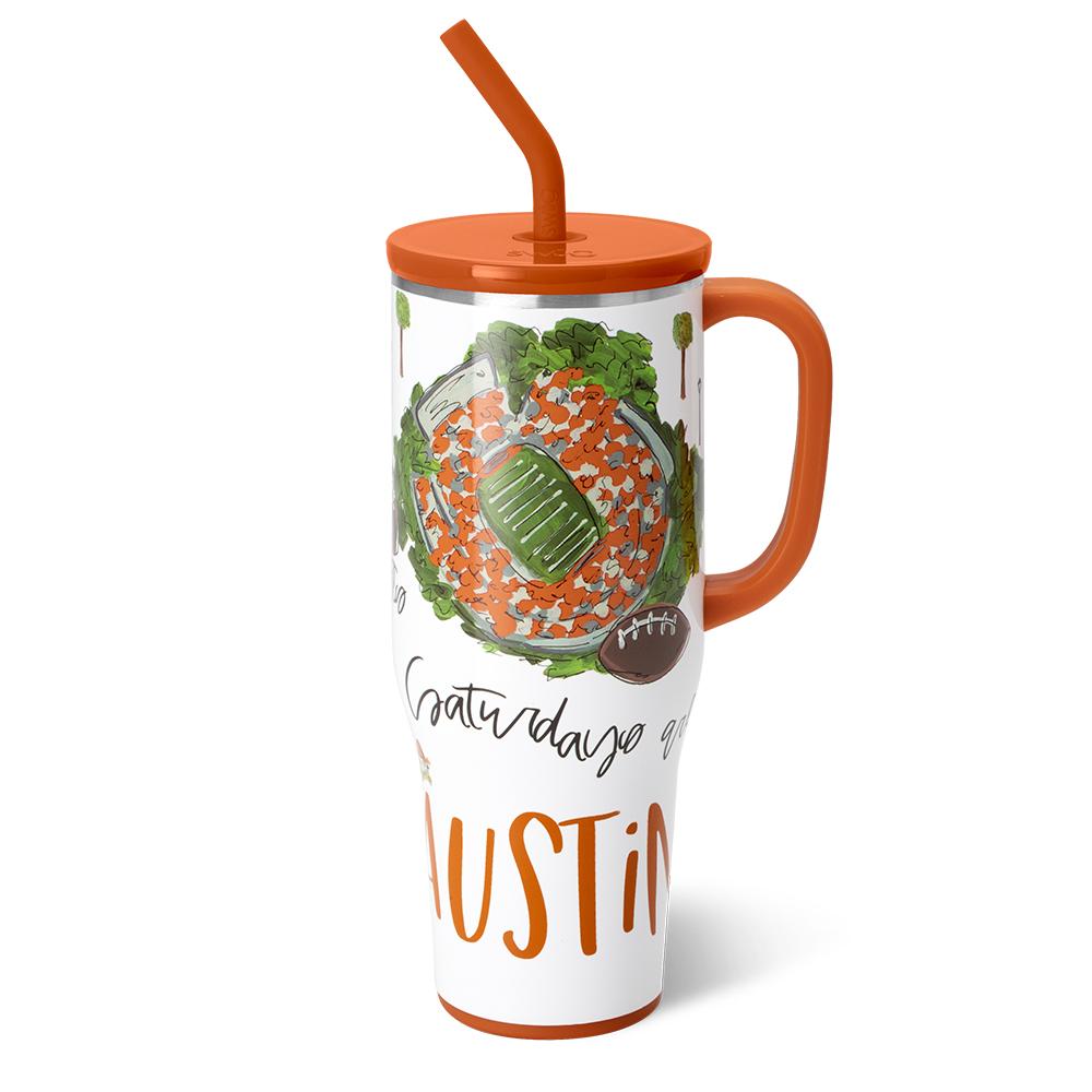 40oz Saturdays in Austin Mega Mug - Large Insulated Tumbler for Coffee, Tea & Cold Drinks - Perfect for Home, Office & Outdoor Adventures
