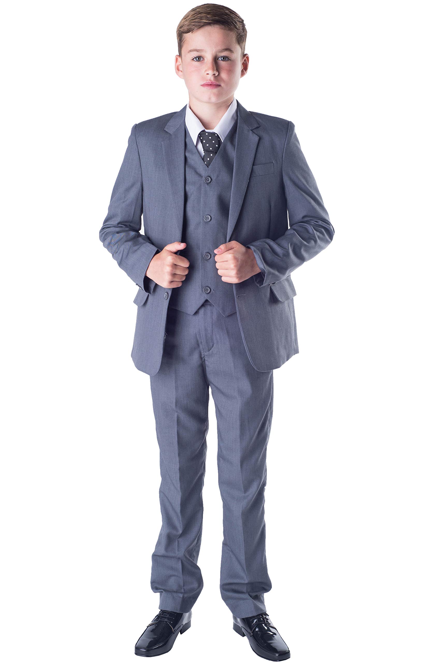 Romario Boys Grey 5-Piece Suit for Wedding & Prom