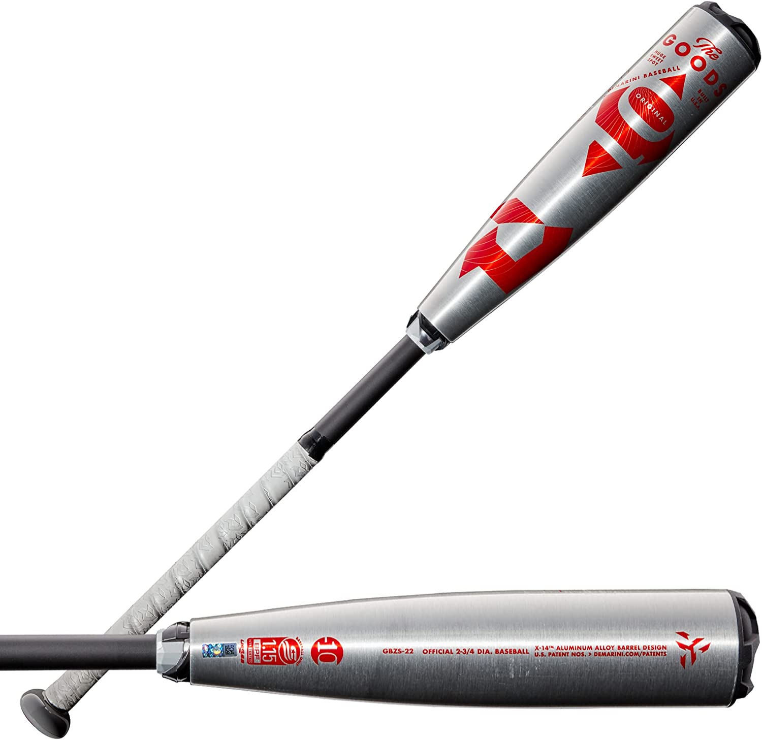 2022 DeMarini The Goods USSSA Youth Baseball Bat - 2-Piece Alloy Construction in Silver/Red | Perfect for Little League Games & Youth Baseball Tournaments