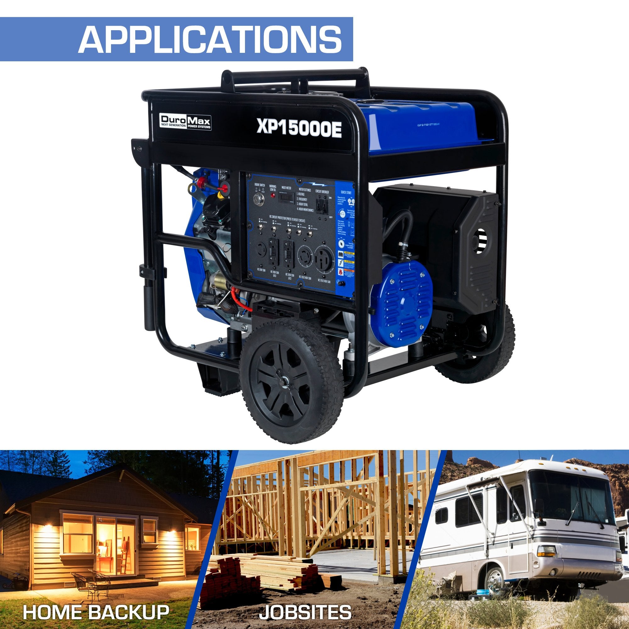 DuroMax XP15000E 15000W Dual Fuel Portable Generator with Electric Start - Ideal for Home Backup Power, Camping & Emergency Use