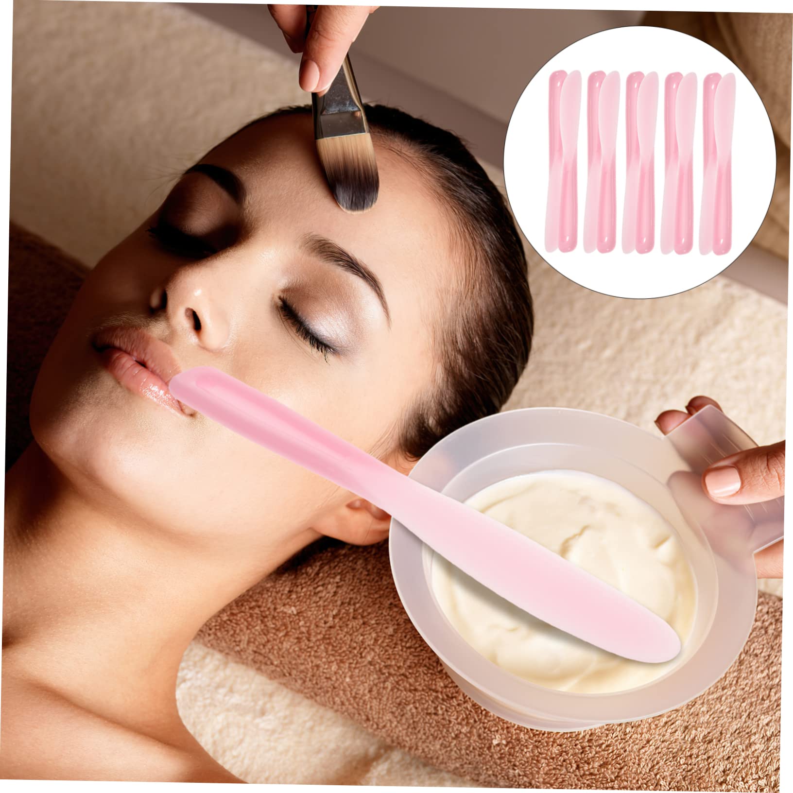 10Pcs Reusable Pink PP Cosmetic Spatulas - Mini Makeup Mixing Tools for Foundation, Cream & Emulsion Blending | Perfect for DIY Beauty, Nail Art & Professional Makeup Application