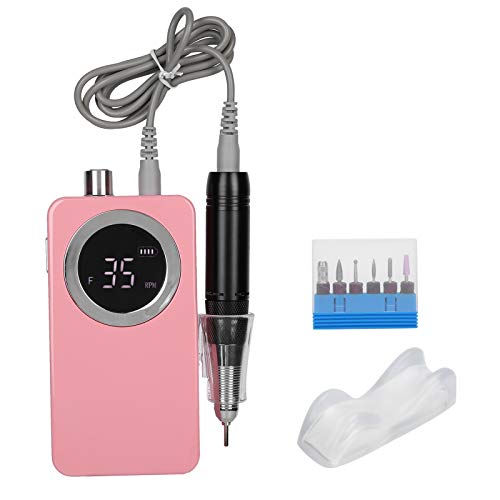 Professional Electric Nail Drill Kit - Manicure & Pedicure Tool with 6 Drill Bits & Sanding Bands for Nail Shaping, Gel Polish Removal - Perfect for Home Salon & Nail Professionals (Pink)