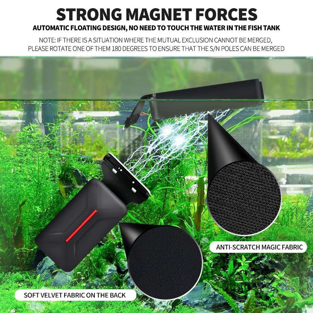 Strong Magnetic Aquarium Cleaner - Floating Fish Tank Scrubber & Algae Scraper for Glass Tanks | Perfect for Freshwater & Saltwater Aquariums, Home or Office Use