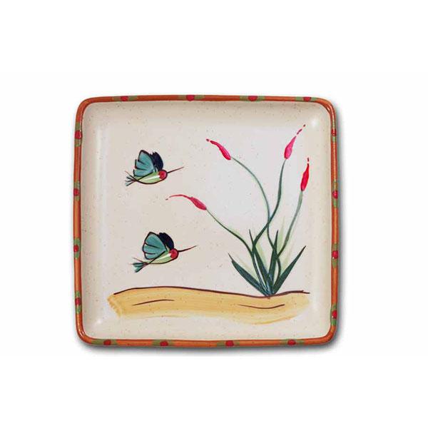 Square Platter - Hummingbird Ocotillo Sonoran Desert Design | Handcrafted Ceramic Serving Tray for Dining, Entertaining & Home Decor