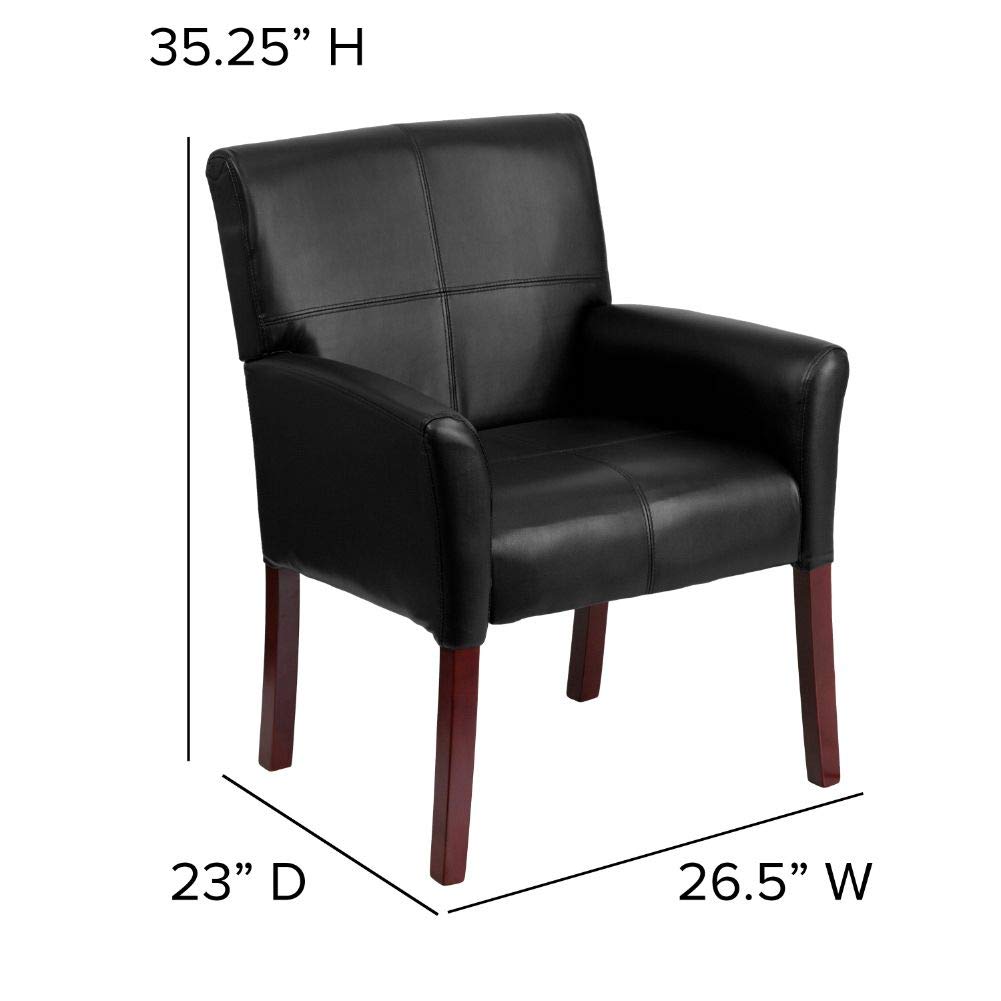 Flash Furniture Taylor LeatherSoft Upholstered Executive Office Chair - Black Reception Lobby Chair with Cushioned Seat & Padded Arms - Perfect for Waiting Areas, Conference Rooms & Home Offices