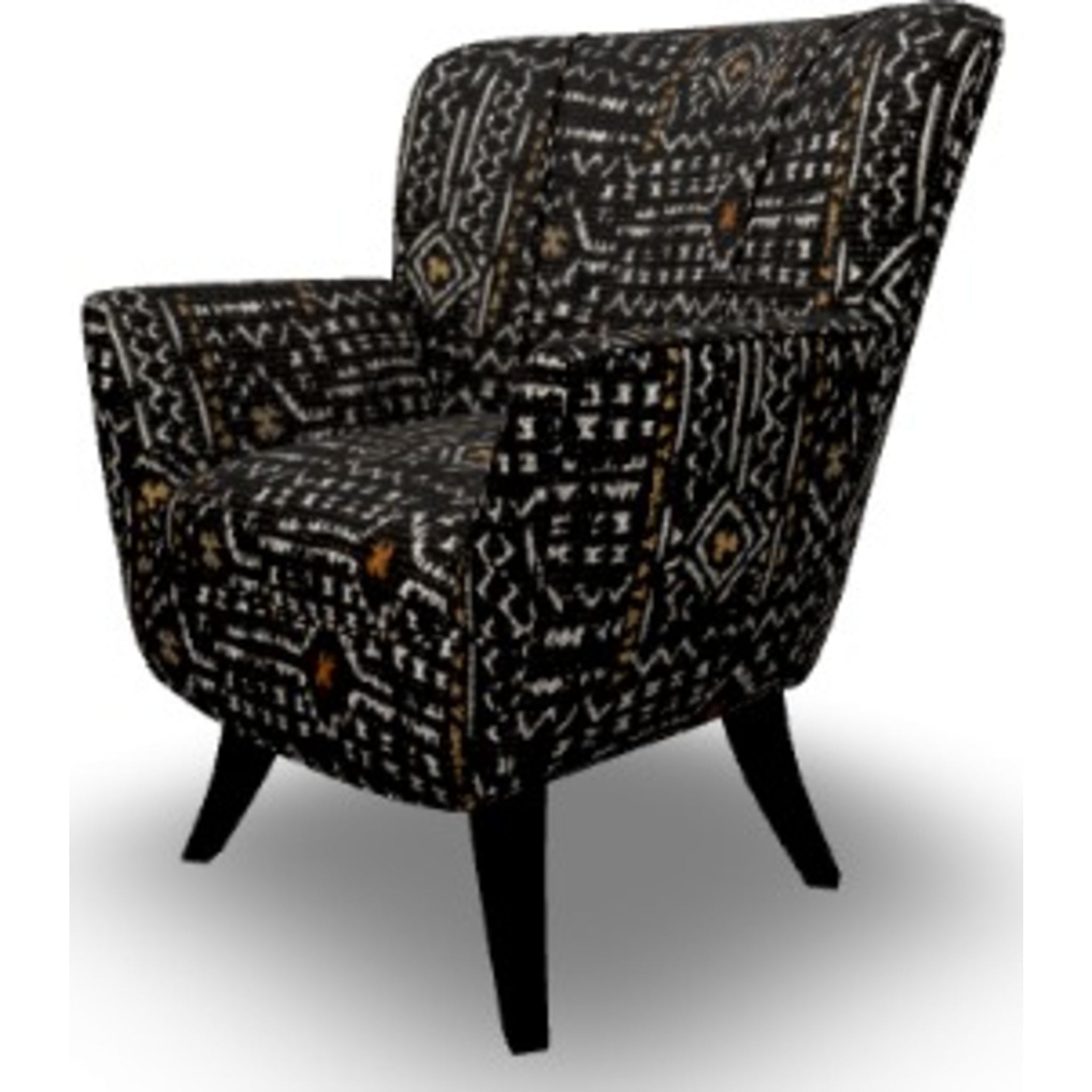 Bethany Accent Chair - Modern Domino Pattern Upholstered Lounge Chair for Living Room, Bedroom & Office - Comfortable Reading Chair with Sturdy Wooden Legs