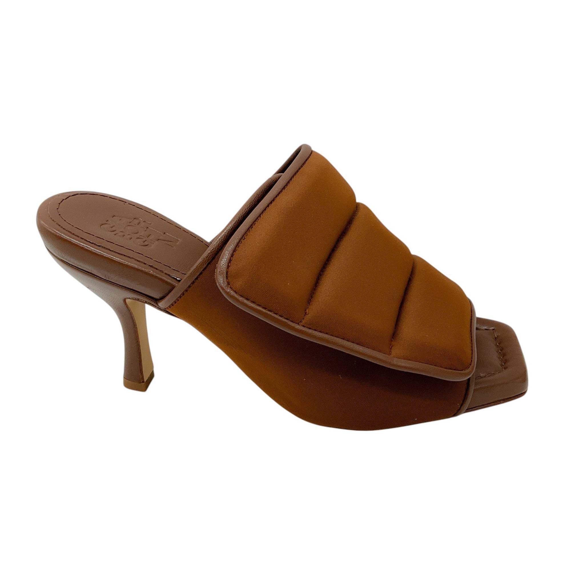 Gia Borghini Women's Coffee Brown Selva Quilted Padded Mule Pumps - Comfortable Slip-On Shoes for Casual Outings & Office Wear