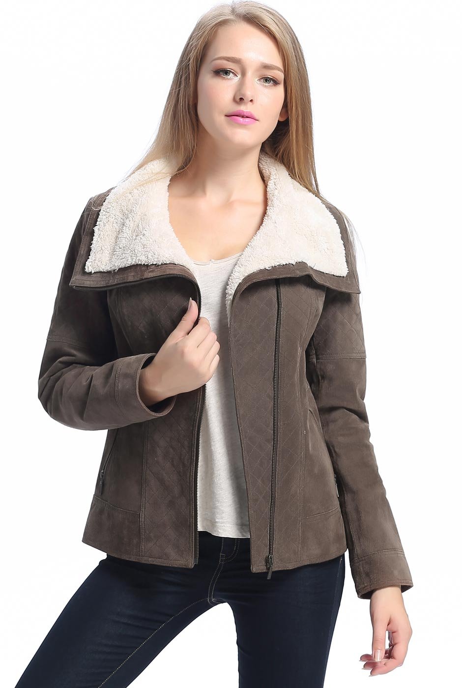 BGSD Women's Liza Suede Leather Jacket - Stylish Faux Suede Biker Jacket for Women (Plus Size & Petite Available) | Perfect for Casual Outfits, Date Nights & Fall Fashion
