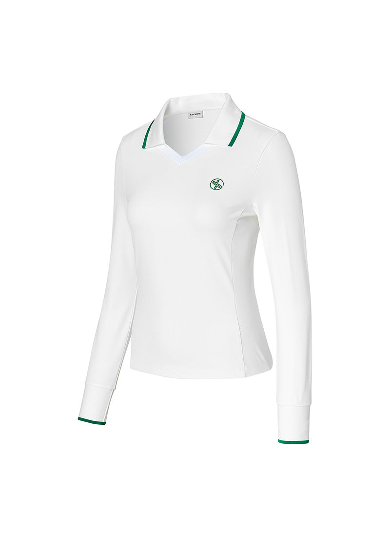 Fashion Women's V Neck Color Block Long Sleeve T-Shirt - Casual Comfort Fit Top for Work, Dating & Everyday Wear