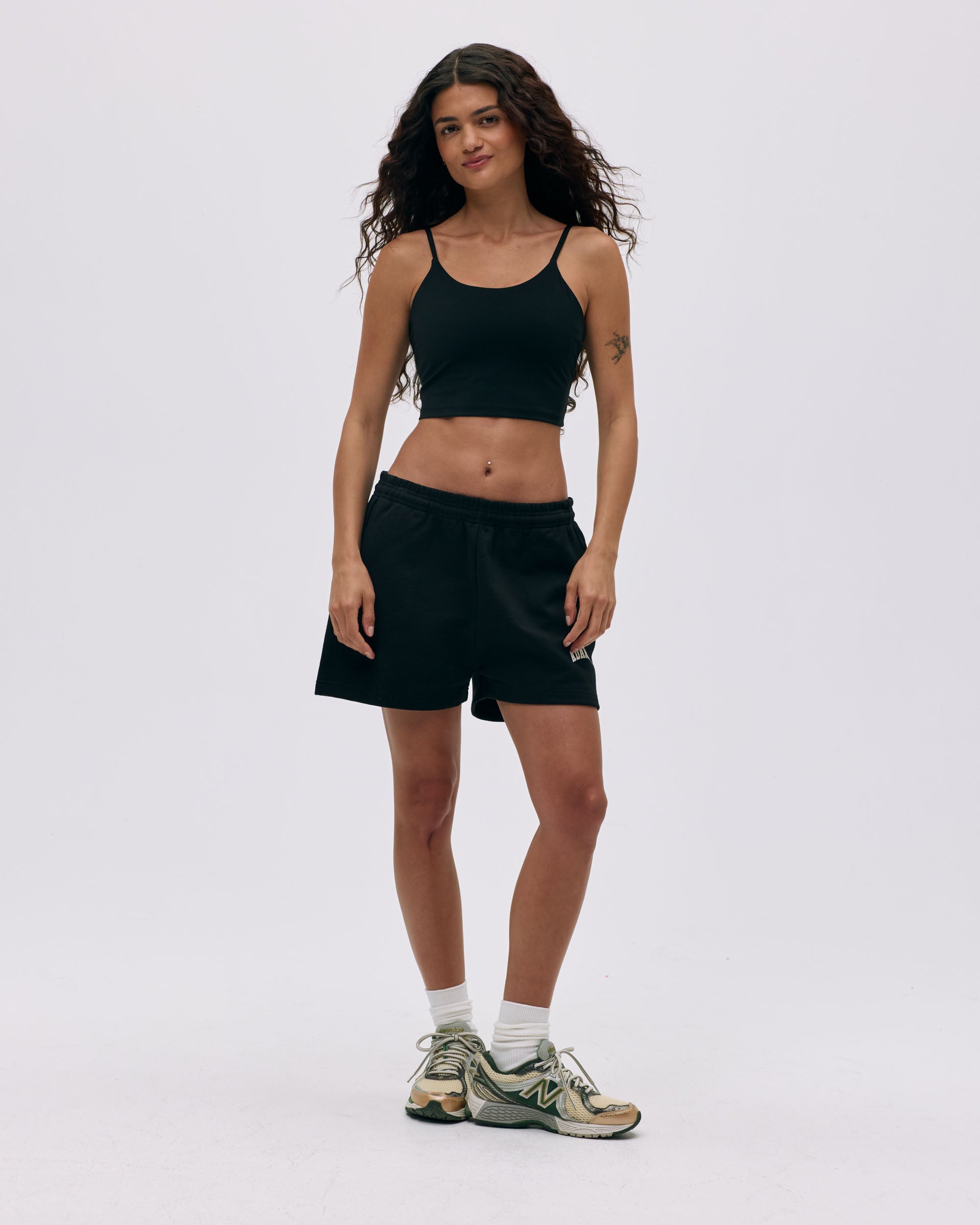 Varsity Sweat Shorts for Men & Women - Black & Marshmallow White Cotton Athletic Shorts - Comfortable Gym Workout Running Lounge Short Pants - Perfect for Sports, Jogging and Casual Wear
