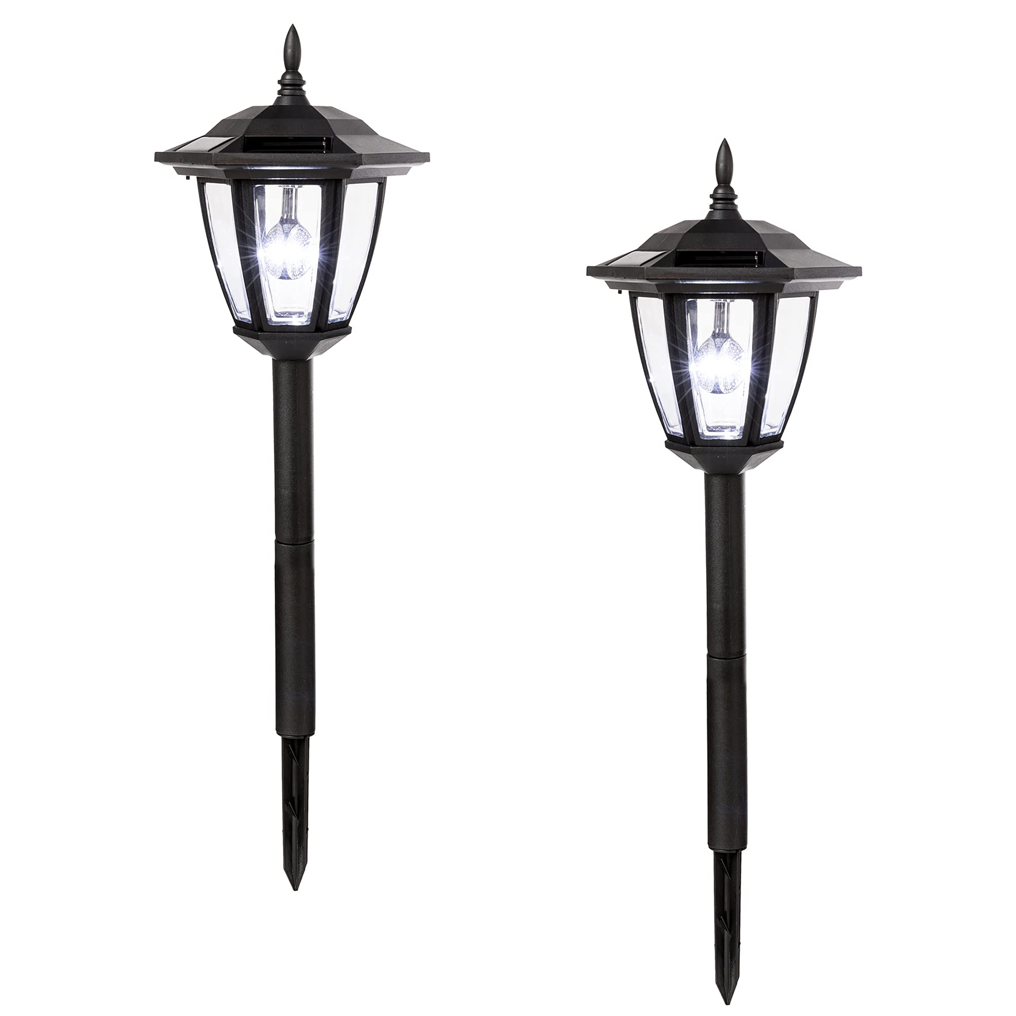 2 Pack Solar Pathway Lights & Wall Lanterns - Dual Use Outdoor Solar Garden Stake Lights with Warm White LED - Waterproof Solar Powered Landscape Lighting for Yard, Patio, Walkway, Driveway & Garden Decor
